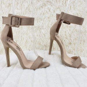So Me Wide Big Buckle Ankle Strap 4.5" High Heel Shoes